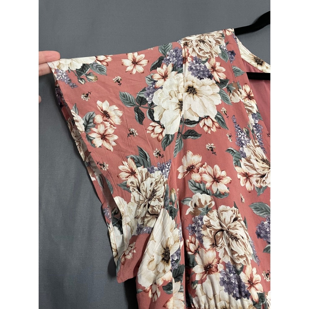Torrid Plus Size 4 Pink Floral V-Neck Button Front Peplum Tunic Boho Cottagecore - Picture 4 of 8